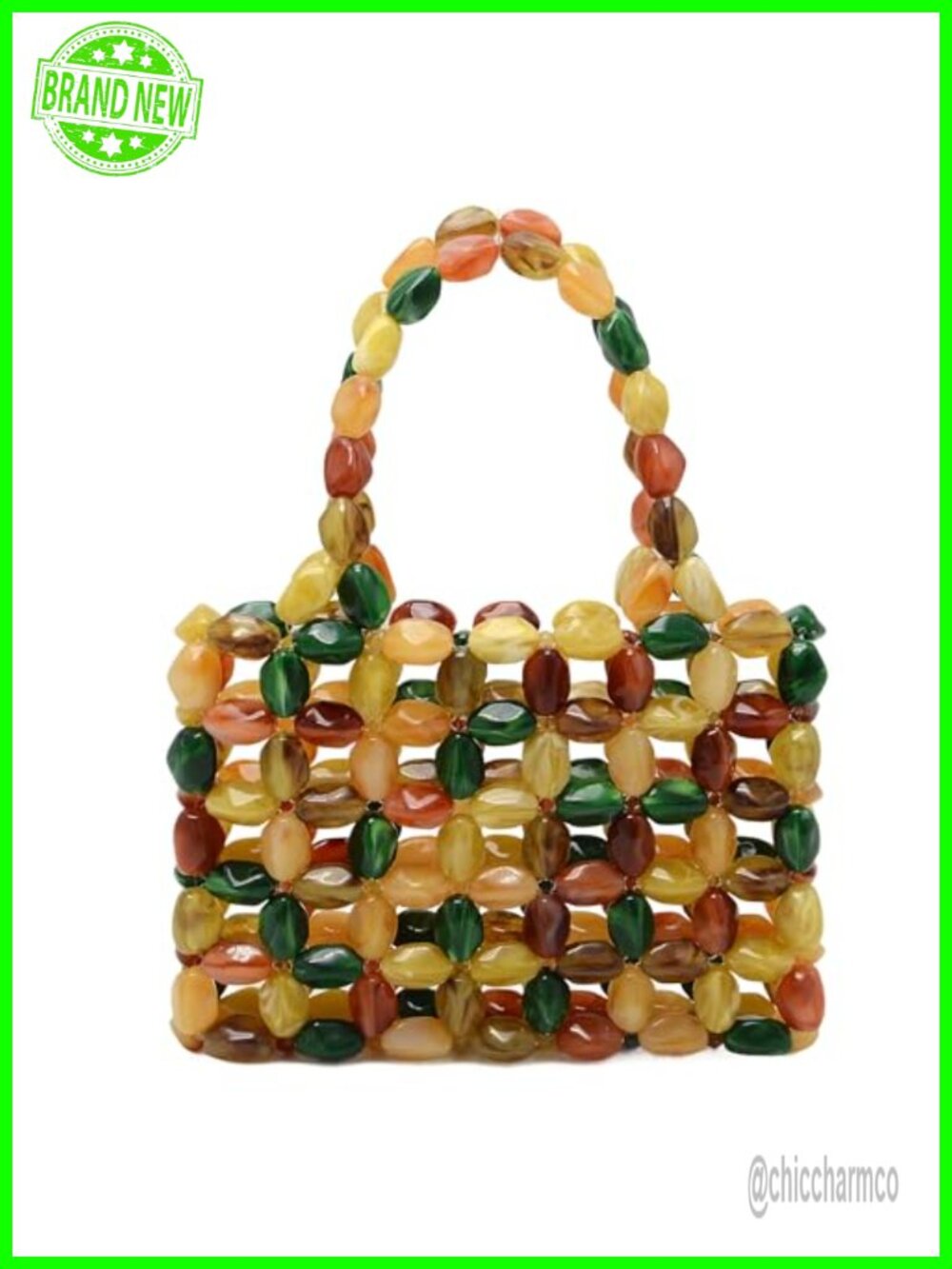 Acrylic Beaded Clutch Handmade Vintage Statement Handbag